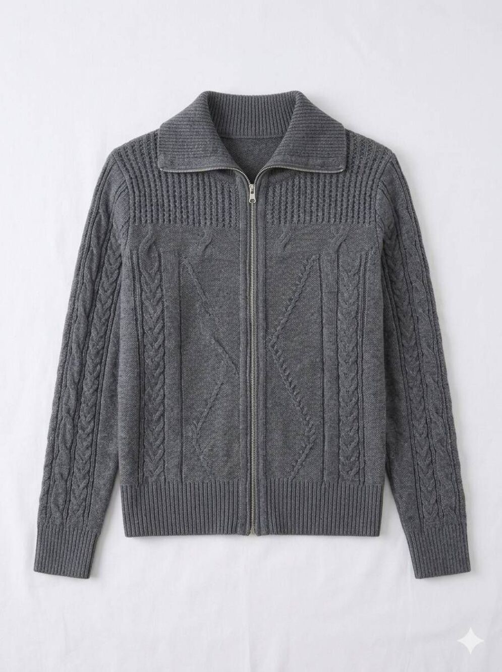 🩵NWT Gray Two Way Zippered Front Sweater Large